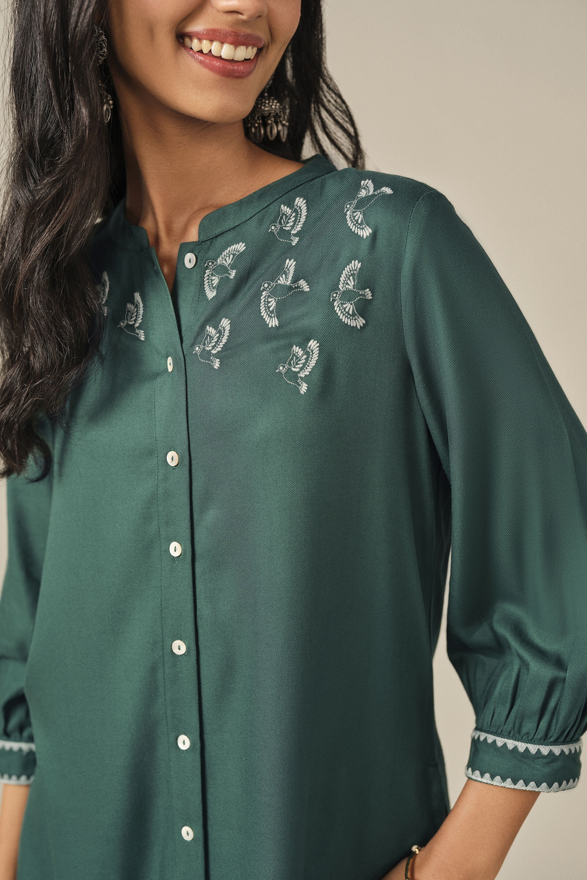 Embroidered Tunic in Teal, Teal, image 3
